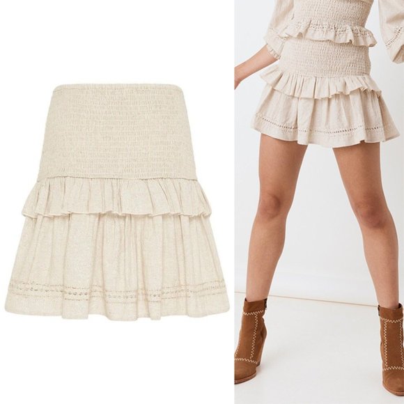 Spell & The Gypsy Collective Lola Ruched Mini Skirt Biscuit Beige Medium H13378 - Picture 6 of 12